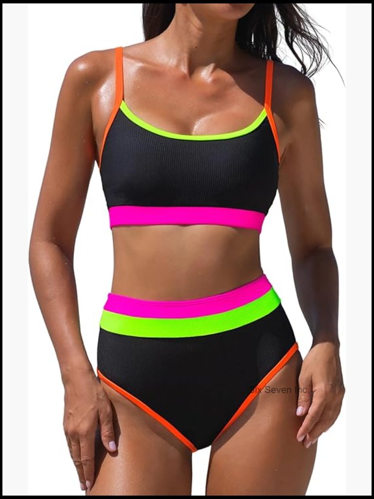 High Waisted Bikini Set With Adjustable Straps And Tummy Control